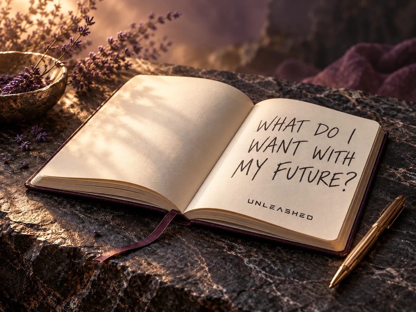 An UNLEASHED notebook asks: What do I want with my future?